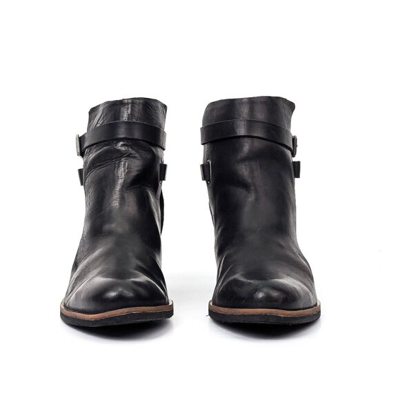 Korks Women Rohit Black Leather Double Strap Ankle Boots size 9.5 - Picture 2 of 7